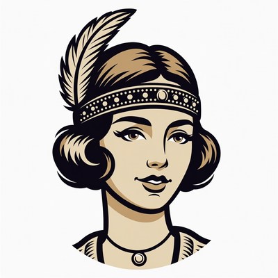 Flapper girl with feather headband