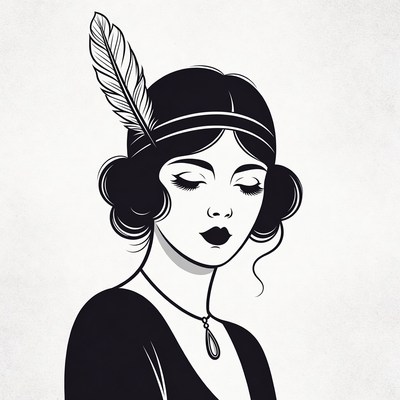Flapper girl with feather headband