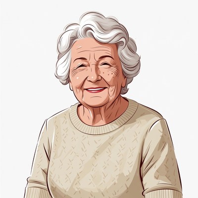 Smiling elderly woman illustration
