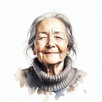 Elderly Asian woman smiling