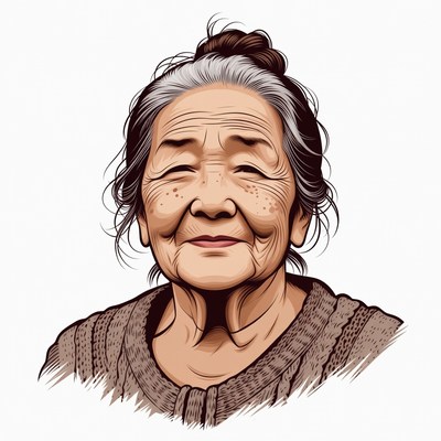 Elderly Asian woman portrait
