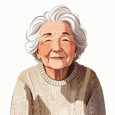 Elderly Asian woman smiling