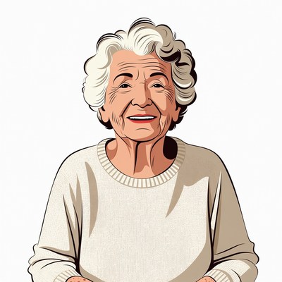Smiling elderly woman illustration