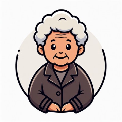 Cartoon elderly woman smiling
