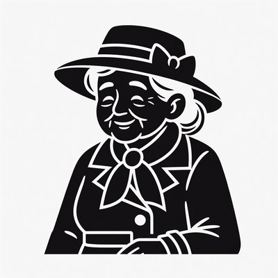 Elderly woman wearing wide-brim hat