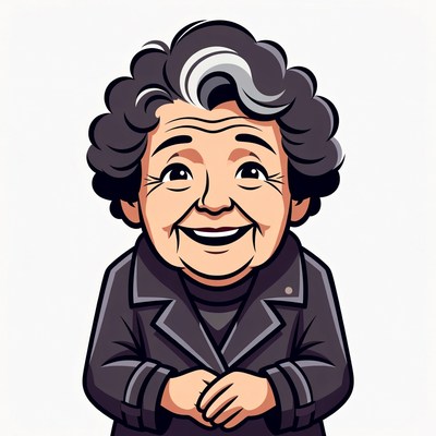 Smiling elderly woman illustration