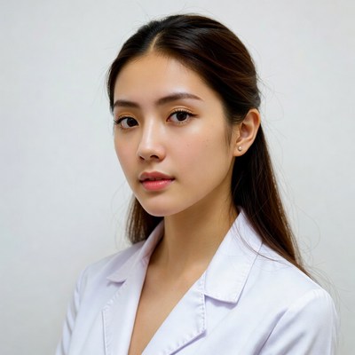 Asian woman in white nurse uniform
