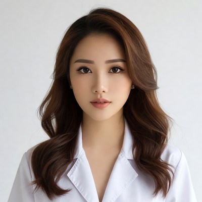 Asian woman in white coat