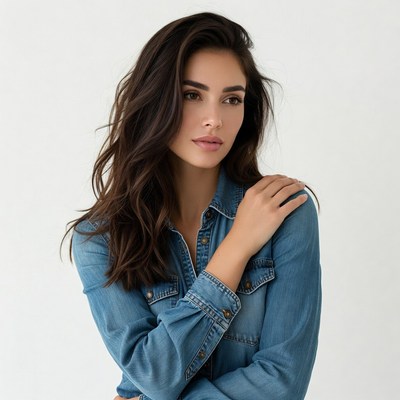 Woman in denim jacket portrait