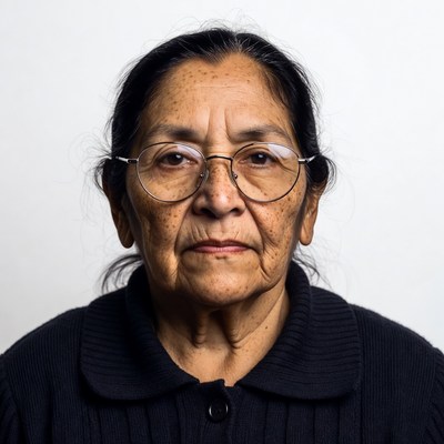 Elderly Asian woman in glasses