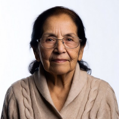 Elderly Asian woman in glasses