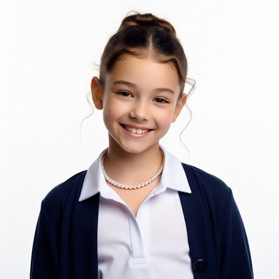 Smiling girl in school uniform