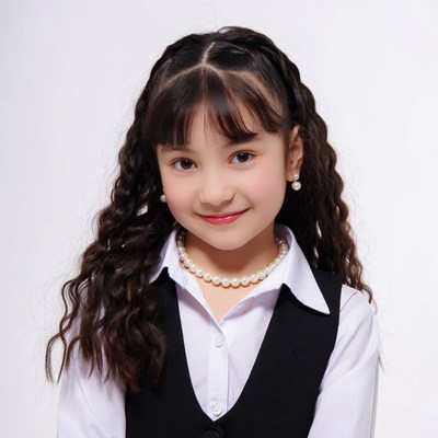 Asian girl in school uniform smiling