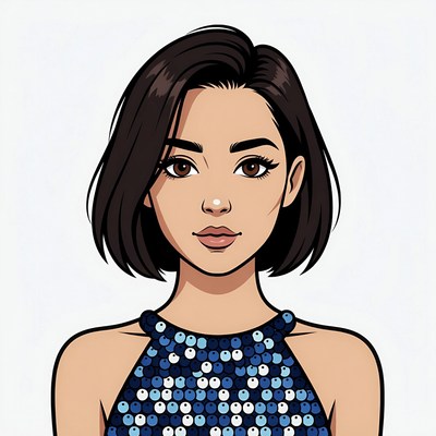 Asian woman in sequin dress