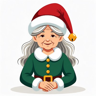 Elderly woman in Santa elf costume