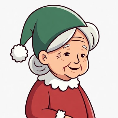 Smiling elderly elf woman illustration