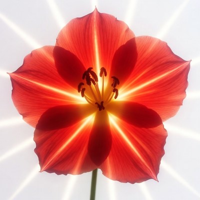 Red flower with glowing light effect