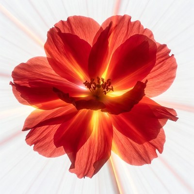 Vibrant Red Flower on White Background