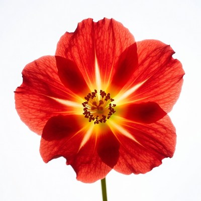 Red Flower on White Background