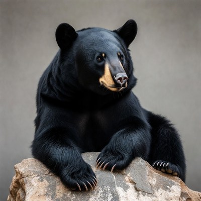 Black bear lounging on rock