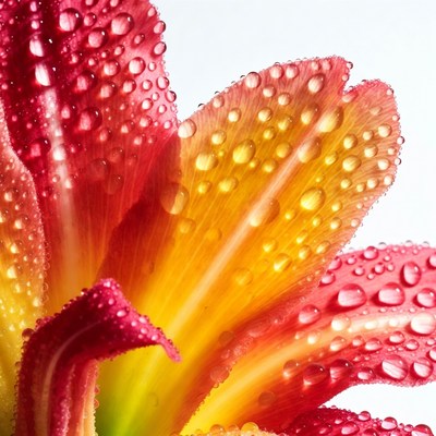 Red Lily Flower with Water Droplets