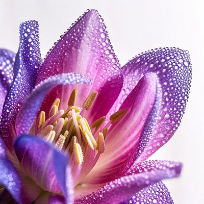 Purple Lily Covered in Water Droplets