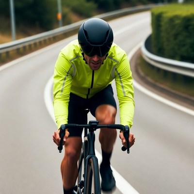 Man cycling on mountain road