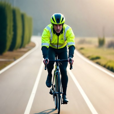 Man cycling in hi-vis gear