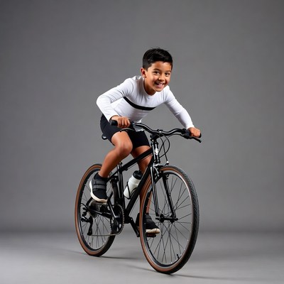 Young boy riding bicycle