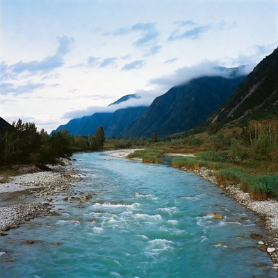 River flowing through mountains