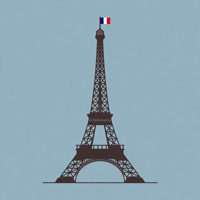 Eiffel Tower with French Flag