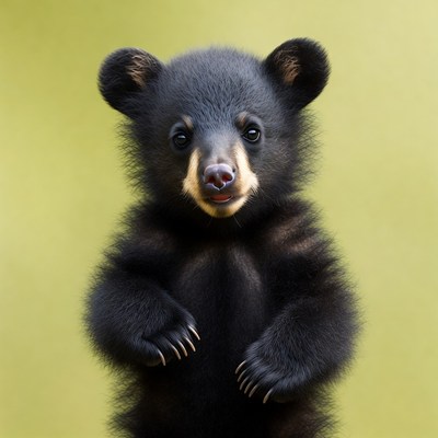 Cute black bear cub standing