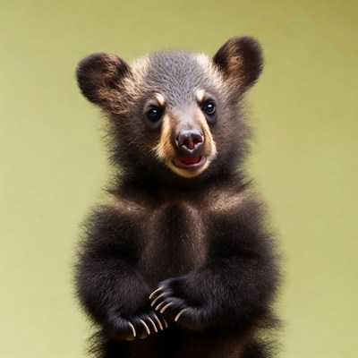 Cute bear cub standing on hind legs