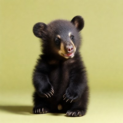 Cute baby black bear standing
