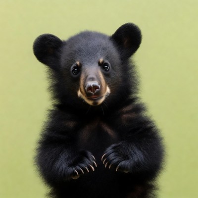 Cute black bear cub standing