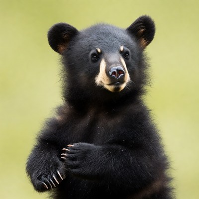 Cute black bear cub standing