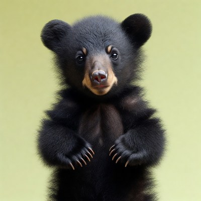 Cute black bear cub standing