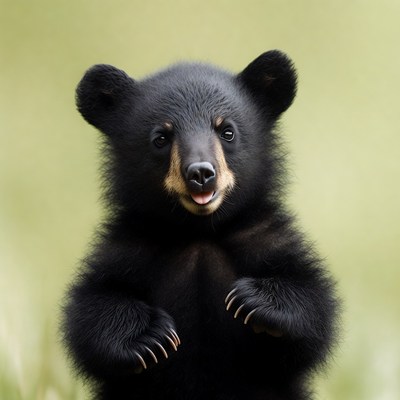 Cute baby black bear standing