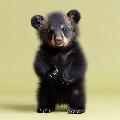 Cute black bear cub standing
