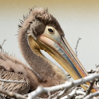 Baby Brown Pelican in Nest