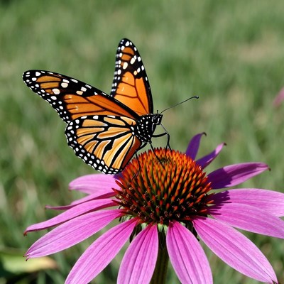 Monarch butterfly on pink coneflower