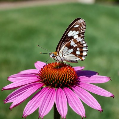 Butterfly on pink coneflower
