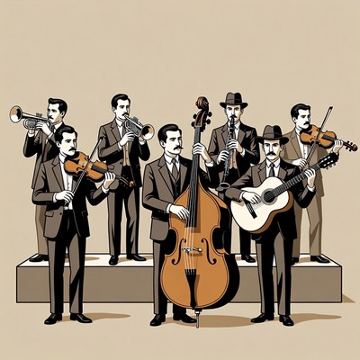 Jazz Band Musicians Playing Instruments