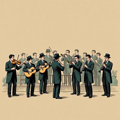 Vintage Band Playing Instruments on Stage