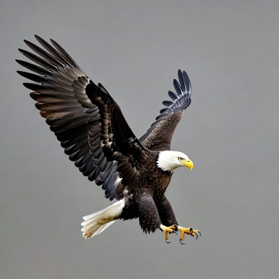 Bald Eagle Flying with Wings Spread