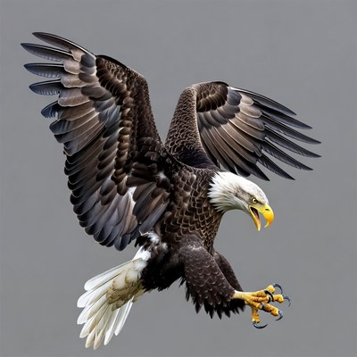 Bald eagle flying with wings spread