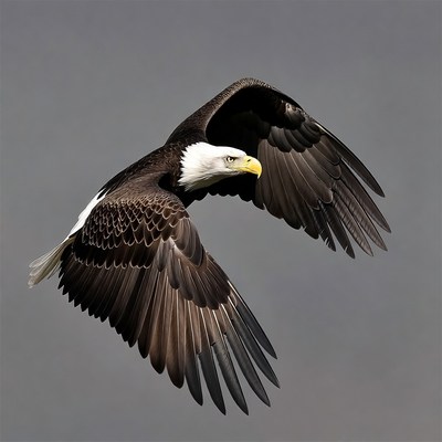 Bald Eagle Flying with Wings Spread