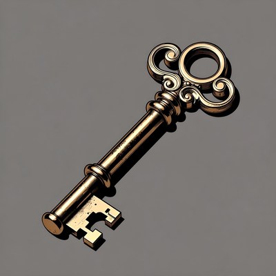 Ornate Golden Key Illustration
