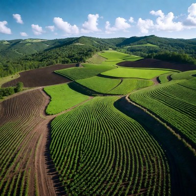 Rolling Green Farmland Hills Landscape