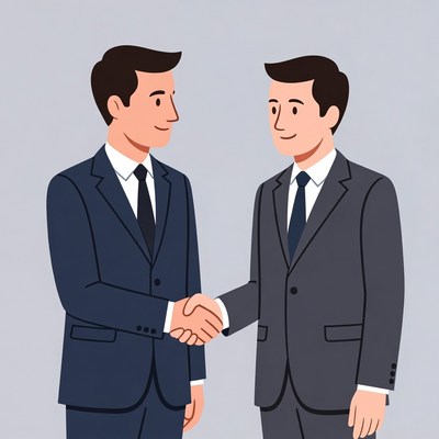 Two men shaking hands in suits